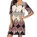 Produktbild Amphia Vintage Langarm Beiläufige Lose Leinen Kleid Große Größe (Beige, M)