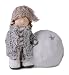 Produktbild Winterkinder mit Mütze Schneeball für Teelicht | Schneekinder | Winterkinder Figuren | Deko Figur | Winterdekoration | Wichtel | weiß grau 13x8x12cm groß (Mädchen)