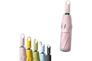 HIMKA Ombrello Triplo Apribile E Retrattile con Fibbia, Ombrello Pieghevole con Apertura Automatica E Chiusura Automatica per Donna E Uomo, Ombrello da Viaggio Portatile (Pink)