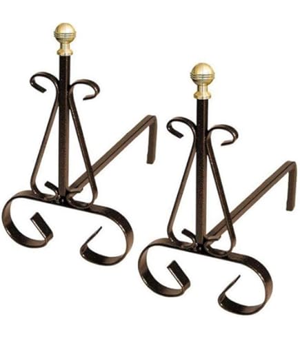 Brûleur à bois pour cheminée en fer avec boutons en laiton 60 cm