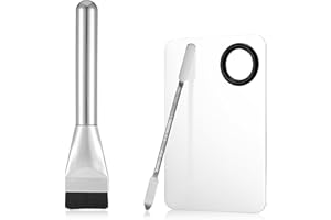 JJUNW Make up Palette, 3 Stück Edelstahl Make Up Mischpalette Set mit Spatel und Foundation-Pinsel, Kosmetische Mischpalette zum Mischen von Foundation