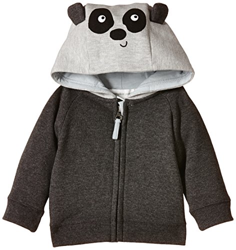 Pumpkin Patch Baby-Boys Panda Hoodie, Grey (Licorice), 12-18 Months