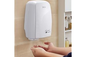 Bakaji Secador de Manos Eléctrico Automático secador de Aire Caliente de Pared - Baño Rápido con Sensor fotocélula 1000W