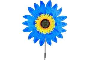 LICHENGTAI Mulino a Vento di Girasole Girandola, Grande Girasole, Decorativo per Bambini Mulino a Vento Girandole Partito per Prato Giardino Cortile Decorazione Esterna, Blu