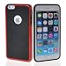Produktbild MOONCASE TPU Silikon Tasche Case Cover Schutzhülle Etui Hülle Schale für Apple iPhone 6 Plus Schwarz Rot