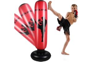 Aufblasbarer Boxsack, MIUUIPI 170cm Boxsack Kinder, Kinder Aufblasbar Standboxsack, Boxsack Stehend Kinder Standboxsäcke Standboxsack für Kickboxen, Karate, Boxen und Stressabbau