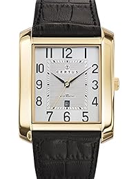 Certus  - Reloj de cuarzo para hombre, correa de cuero color negro