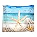 Produktbild YISUMEI 150x130 cm Tapisserie Wandteppich Wandbehang Tabelle Vorhang Wand Decor Tisch Couch Bezug Picknick Decke Beach Überwurf Strand Seestern Shell Holz
