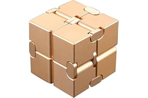 NC Fidget Cube Aluminum Alloy Pocket Finger Cube Folding Relieve Stress and Anxiety Durable and Easy to Carry (Gold)