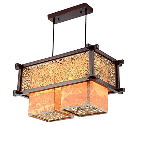 Preisvergleich Produktbild GIlight Moderne japanische Art Massivholz 2 Lampe Kronleuchter Schlafzimmer Wohnzimmer Küche Restaurant Pendelleuchte exquisite geschnitzte Kronleuchter, klassische kreative, langlebig, Ø57cm * H82cm