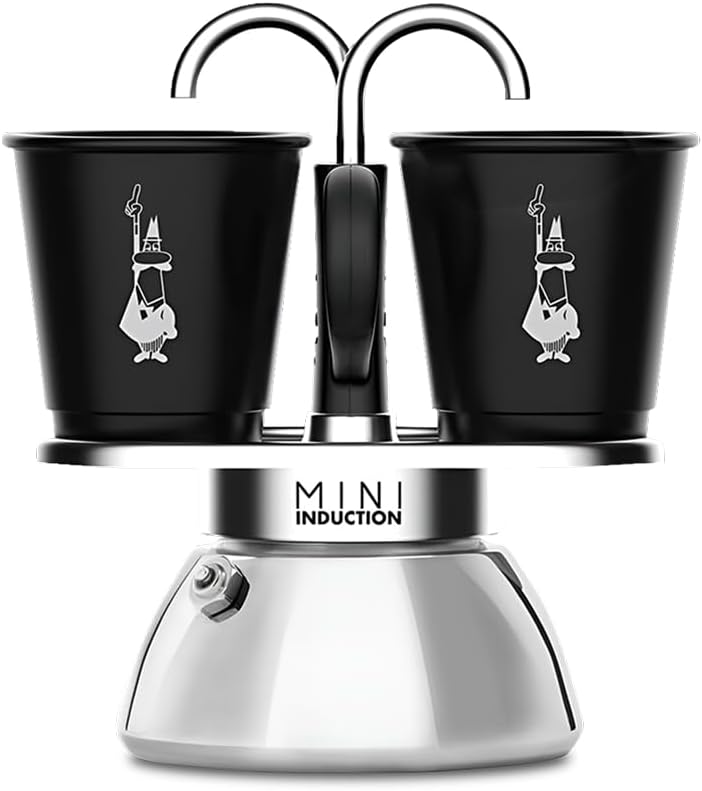 Bialetti - Set Mini İndüksiyon: Ocak Üstü Espresso Pişirici + 2 Cups - İndüksiyon Ocak Türleri İçin Uygundur
