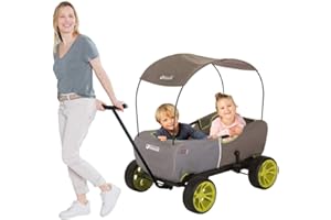 Hauck Wózek Transportowy Eco Mobil, dla Dwojga Dzieci, od 2 Lat, Ładowność do 50 kg, Stabilny, Nieprzechylny, Składany, Hamulec Postojowy, Resorowany, Zdejmowany Dyszel, Zadaszenie, Poduszka