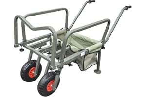 ROCWOOD Fishing Trolley Two Wheel Folding Barrow Cart with Bag Adjustable Legs Heavy Duty Collapsible Wheeled Transporter Fish Holder Rod Handle Carry Outdoor