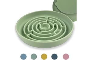 PANJAL Slow Feeder Dog Bowl Large 19 cm | Food Bowl for Cats & Puppy | Anti-Gulp Anti-Chocking Non-Spill with Strong Suction Base | Up to 10x Slow Eating | New Maze Design (Green)