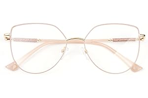 OKH Blaulichtfilter Brille Frauen Damen Cateye Metallbrille Katzenauge Anti Blendung mit Frühlingsscharnier Bling Dekoration für Computerspiele Lesen