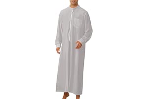KAMEIMEI Muslimische Robe Herren Einfarbig muslimisches Kleid Islamischen Dubai Männer-Muslimische Kleider Ethnische Maxikleid Ramadan Roben Taiji Kleidung