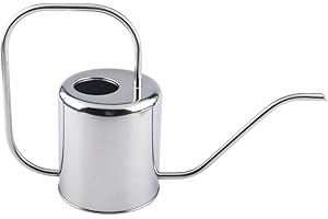 Fasmov 1,5L Arrosoir Acier Inoxydable Arrosoir en Acier Inoxydable Métal avec Long Bec pour l'intérieur et l'extérieur, Argent