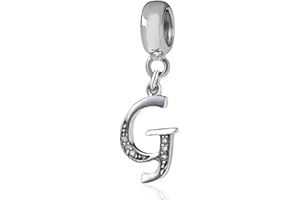 YIRONG JEWELRY Charm in argento Sterling 925 con ciondolo a forma di lettera dell'alfabeto, utilizzabile come iniziale o per formare parole, compatibile con bracciali Pandora G