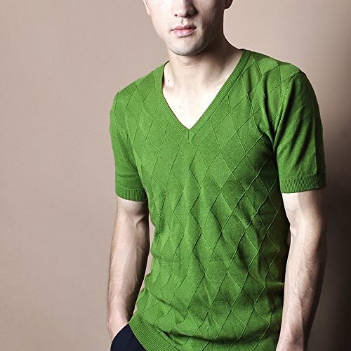 NING456 Spring And Summer /V / Cotton / Short Sleeved Sweater / Thin / Slim / M / / Shirt / T-Shirt,Xxxl,青草绿V领