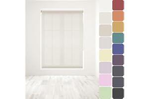 CAECUS Straight Edge Dim-Out Roller Blind - Easy Fit Home Office - 120cm Width x 160cm Width Drop - Natural