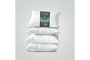 LINEN EMPIRE Pillows 4 Pack Hotel Quality Pillows - Soft Bed Firm Hotel Pillow for Back & Side Sleeper Hollowfibre Filled - Anti Allergy Hypoallergenic Bedroom Decor Pillow (50x75 cm)