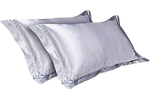 LZYMSZ CHRISLZ 2 szt. jedwabna poszewka na poduszkę standardowa 50 × 75 cm jedwabista miękka i bez zmarszczek czysty kolor jedwabna poszewka na poduszkę bez zamka błyskawicznego (szara)