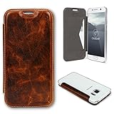Caseday&Acirc;&reg; Sony Xperia Z5 Premium Italienische Echt Leder Schutz-H&Atilde;&frac14;lle in Dunkel Braun [ HANDGEMACHT PREMIUM ] mit Transparenter R&Atilde;&frac14;ckseite & Kartenfach Handy Schutz-Wallet Bruchsicher Leather Case Rindsleder Cover durchsichtig Back-Case Lederh&Atilde;&frac14;lle Edle Lederh&Atilde;&frac14;lle Smartphone Zubeh&Atilde;&para;r Tasche Schale Etui