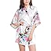 Produktbild Waymoda Women Luxury Silky Satin Evening Dressing Gown, Ladies Peacock and Blossoms Pattern Kimono Pajamas, 10+ Color, 4 Sizes Optional - Short style
