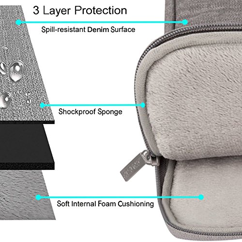 MOSISO Denim Gewebe Hülsen tragender Fall Abdeckungs schützender Beutel nur für neues MacBook 12 Zoll mit Retina Display, Grau - 3