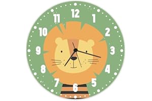 ‎GRAVURZEILE GRAVURZEILE Wanduhr Kinder Löwen Motiv - Lautlose Kinderwanduhr geeignet für Mädchen & Junge - Bunte Lernuhr für Kinder 30 cm - Einfaches Ablesen der Uhrzeit Lernen - Farbenfrohes Löwen Design