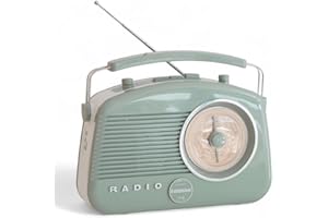 Steepletone Brighton BT 60s Retro Portable MW/LW/FM Radio with Bluetooth - Sage Green