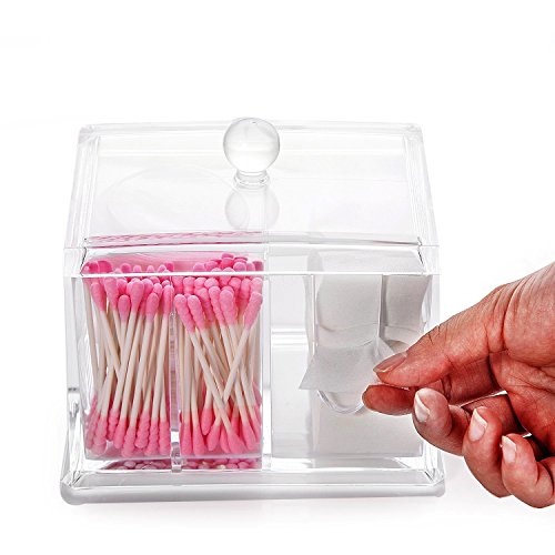 Boxalls Klar Acrylic Makeup Cotton Organizer Wattestäbchen Aufbewahrungskiste Jewelry Schmuck Box Baumwoll Organisator - 3