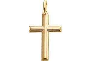 Alexander Castle Solid 9ct Gold Cross Necklace Pendant for Women & Men - Cross Charm with Jewellery Gift Box - PENDANT ONLY - 34mm x 22mm