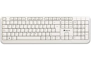 NGS Spike Teclado con Cable Conexión USB con 12 Teclas Multimedia, Teclado de Membrana Color Blanco (QWERTY Español)