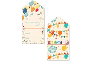 Yiran 16x Balloon Themed Birthday Party Invitations For Kids, Suitable For Boys And Girls Party Invites, Birthday Party Supplies Baby Shower Invites Double-Sided Printed Eco-friendly Ready to Write