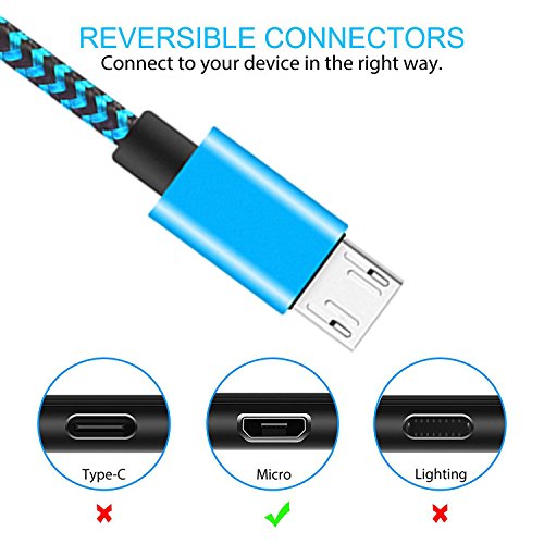 Cavo Micro USB 2M [3-Pezzi] Rephoenix Cavo Android Nylon Intrecciato Cavo USB Micro USB per Samsung S5/S6/S7, Huawei, HTC, Motorola, Nokia, LG, Sony-Blu,Arancia,Verde