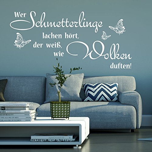 DESIGNSCAPE® Wandtattoo Schmetterlinge lachen | Spruch mit Schmetterlingen 60 x 29 cm (Breite x Höhe) dunkelrot DW801405-S-F21 - 4