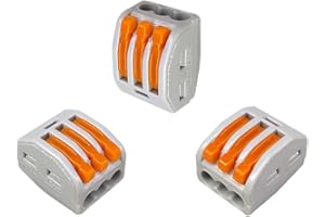 Aiqeer 30 Piezas PCT-213 Palanca Tuerca Cable Conectores Set, 3 Puertos Conector de Cable Conductor Compacto, Rápido Resorte Conector Bloque Terminal