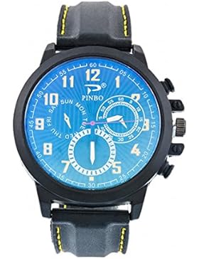 Souarts Herren Armbanduhr Einfach Stil Sport Analoge Quarz Uhr Gelb 24cm