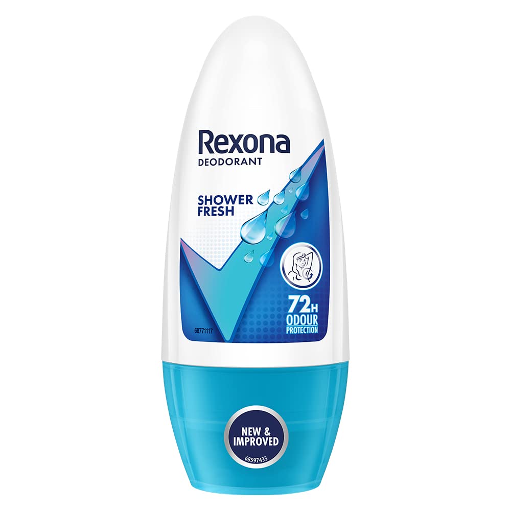 Rexona Shower Fresh Underarm Roll On Deodorant For Women, Antiperspirant, Removes Odour, Keeps Skin Fresh & Clean, Alcohol Fr