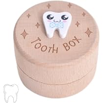 Boîte à Dents De Lait La Fée Des Dents - En Bois Avec 20 Compartiments, Support Et Marqueur, Cadeau Enfant