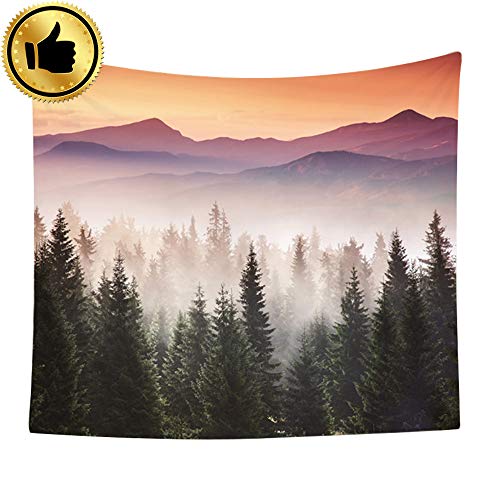 SROOD Tapisserie Forêt Tenture Murale Misty Forêt Tapisserie Tapisserie étoilée Forêt Arbre Tapisserie Couvre-lit Jeté Couverture Maison Mur Décor