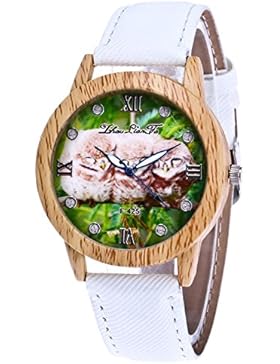 Souarts Damen Armbanduhr Denim Band Deko Uhr mit Batterie Charm Geschenk Weiß