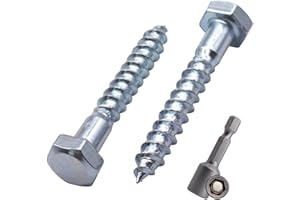 SKIR'CO (50 piezas) DIN 571 Tornillos hexagonales de acero galvanizado para madera M6 x 40 mm, tornillos de coach, tornillos hexagonales, pernos de retardo (con broca hexagonal magnética)