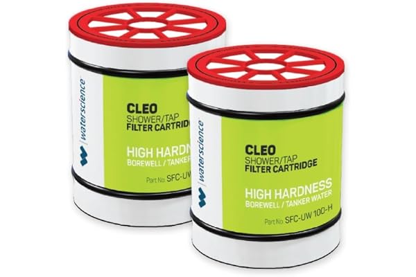 WaterScience Pack of 2 Replacement Cartridge for Cleo Shower and Tap Filter for Hard Water | Borewell/Tanker Water Cartridge