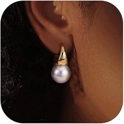 CLIP ON 5cm Goccia Di Perla ORECCHINI LUNGHI Bianco/oro Moda CONTAGOCCE Retrò Vintage - Foto 3