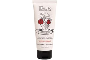 DULÀC FARMACEUTICI 1982 Dulàc TATTOO CREAM 75ml Krem do tatuażu Wyprodukowany we Włoszech z pantenolem (5%) i naturalnymi składnikami aktywnymi, bez silikonów i parabenów, wspomaga regenerację skóry i chroni skórę