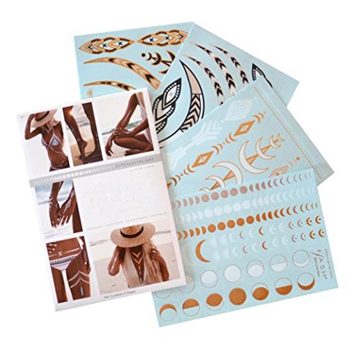 LHWY 1 Set/4Pcs Fashion Body Art Removable Beautiful Bronzing geometry Waterproof Originality Tattoo Stickers