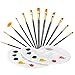 Produktbild LiSmile 12 Künstlerpinsel, 2 Mischpalette, Premium Nylon Pinsel für Aquarell, Acryl & Ölgemälde usw. Perfektes Pinsel Set für Anfänger, Kinder, Künstler und Gemälde Liebhaber, Schwarz NEUE VERSION