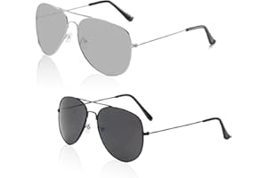 SAIIURV 2 Pieces Kids Aviators Police Costume Sunglasses, Metal Frame Pilot Glasses for Boys Girls, UV Protection Retro 80s Shades Aviators Accessories for Cosplay Party Festival Fancy Dress